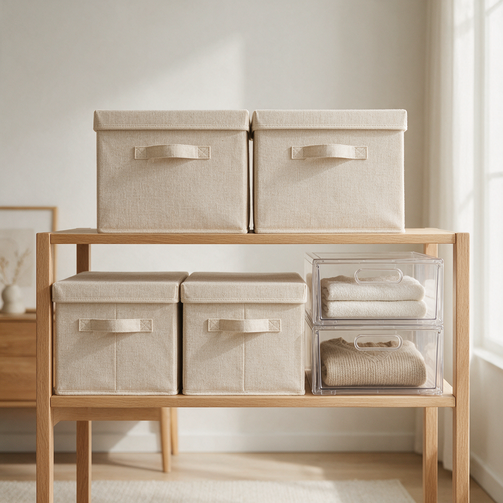 Aufbewahrungsset mit Stoffboxen und Schubladenboxen