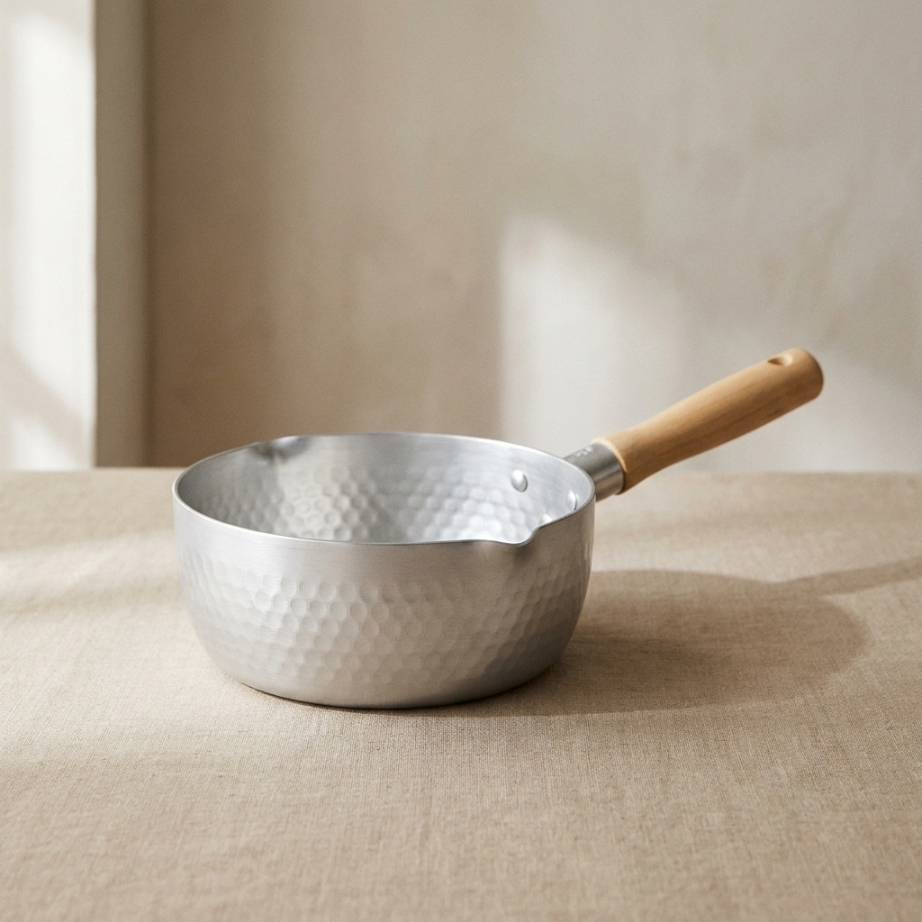 Stieltopf 18 cm, gehämmertes Aluminium