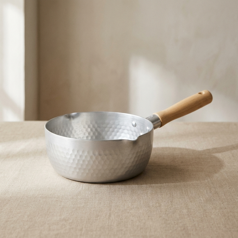 Stieltopf 18 cm, gehämmertes Aluminium